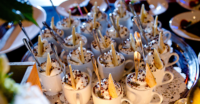 fancy desserts in mugs